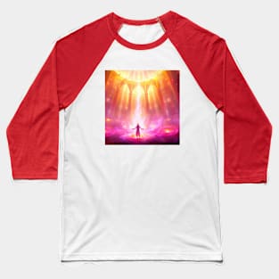 Mystical Heavenly Light Engulfs Lone Monk Baseball T-Shirt